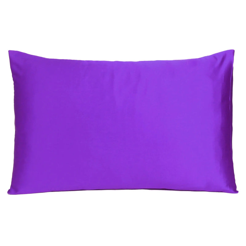 Set of Two Bright Purple Dreamy Silky Satin Queen Pillowcases Homeroots Bed & Bath