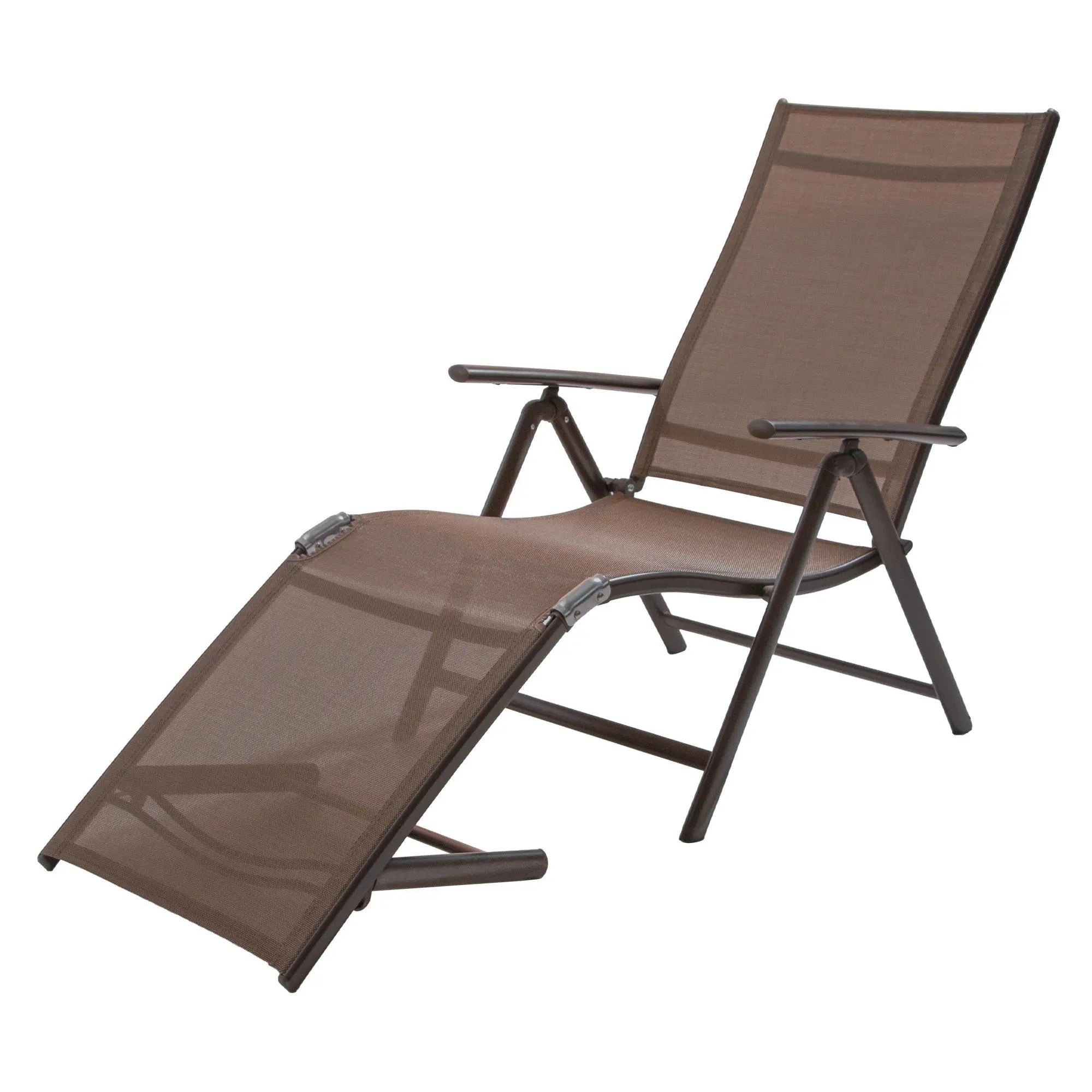 Set of Two Brown Aluminum Six Position Adjustable Outdoor Chaise Lounges Homeroots Outdoor