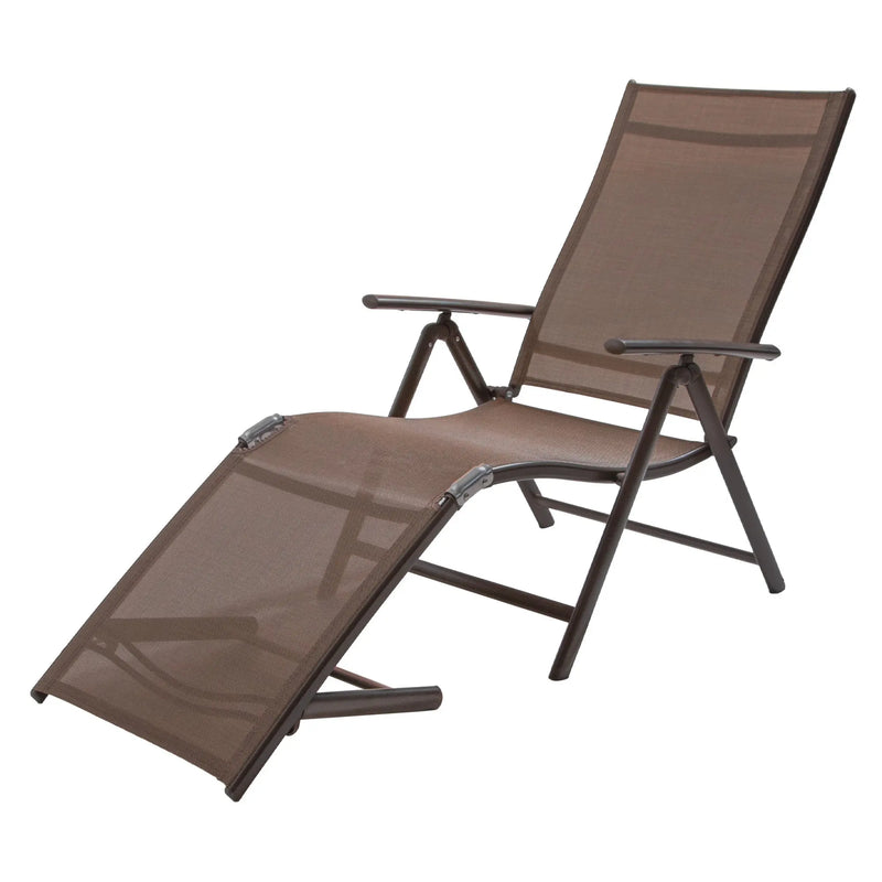Set of Two Brown Aluminum Six Position Adjustable Outdoor Chaise Lounges Homeroots Outdoor