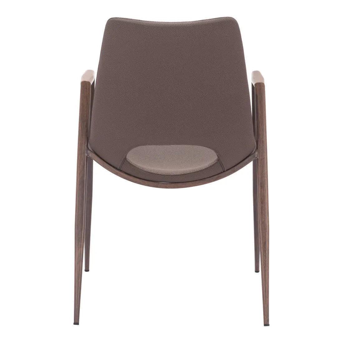 Set of Two Brown Faux Leather Open Back Dining Arm Chairs Homeroots Kitchen & Dining
