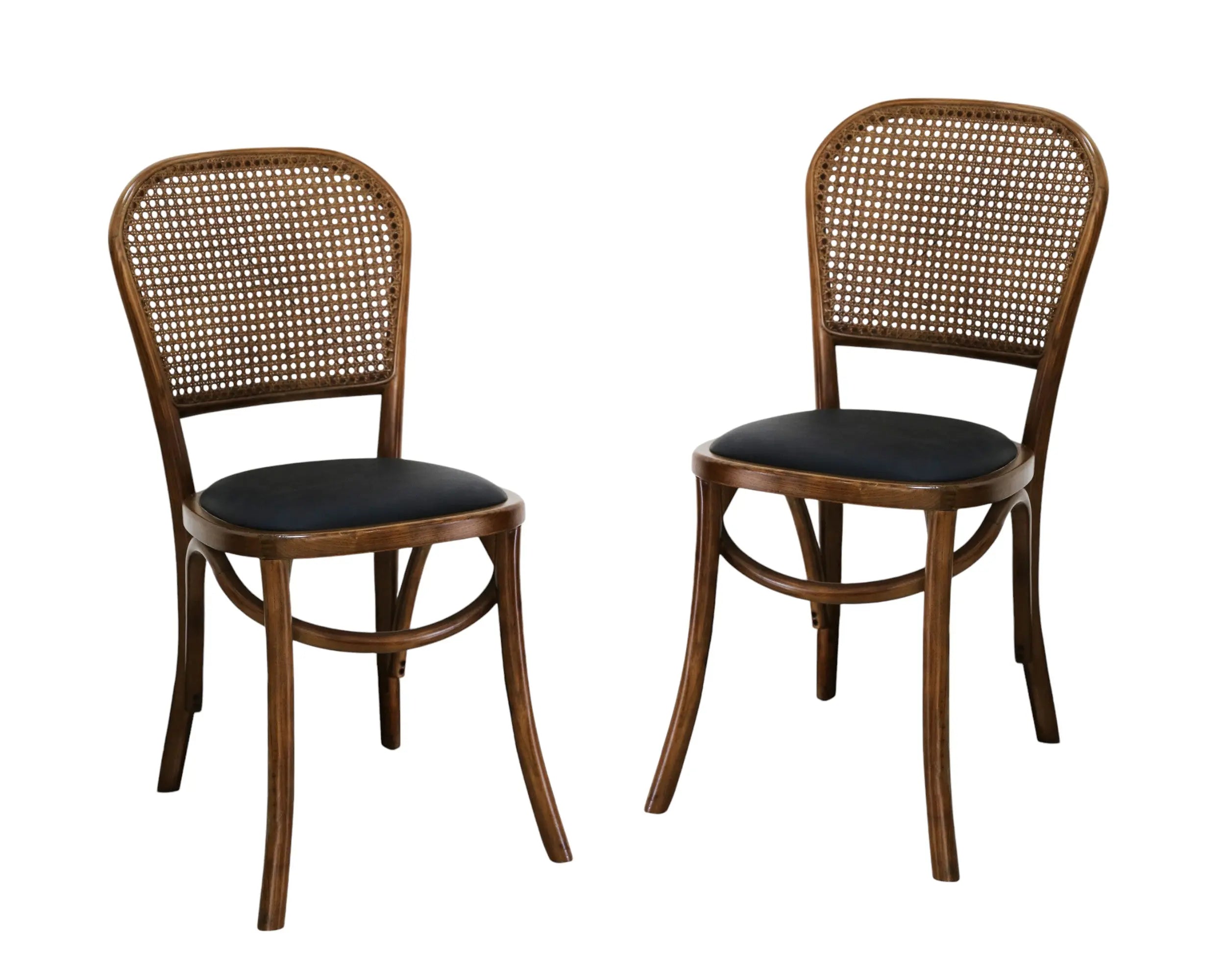 Set of Two Brown Faux Leather Open Back Dining Side Chairs Homeroots Kitchen & Dining