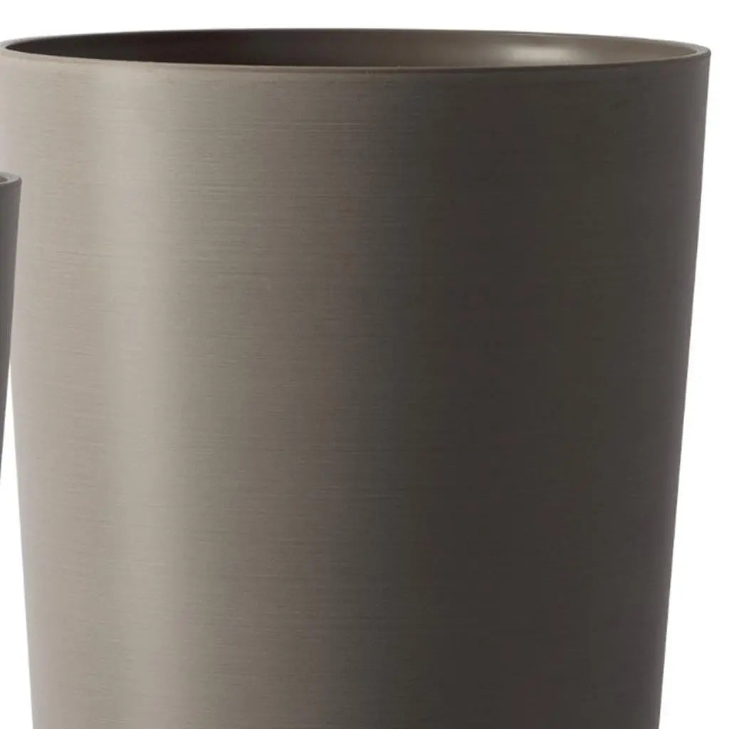 Set of Two Brown Heavy Duty Plastic Cylindrical Planter Pots Homeroots Outdoor