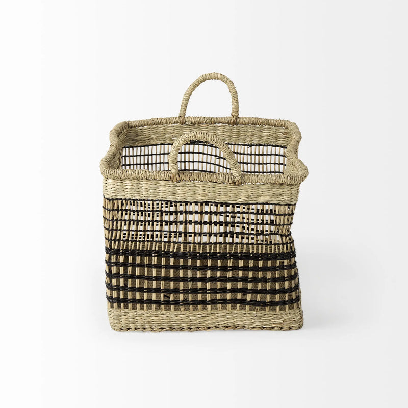 Set of Two Brown Nesting Water Hyacinth Basket Homeroots Office
