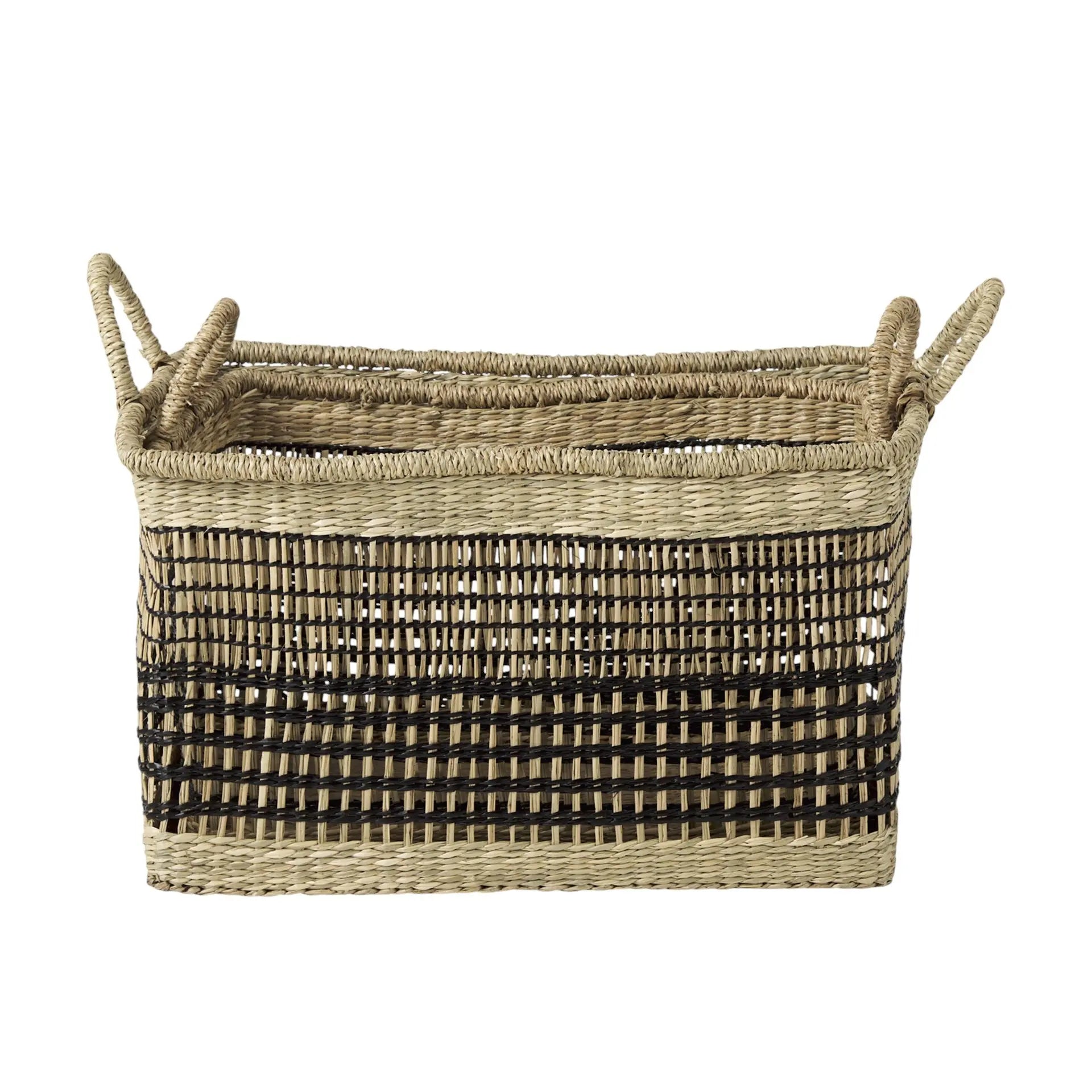Set of Two Brown Nesting Water Hyacinth Basket Homeroots Office