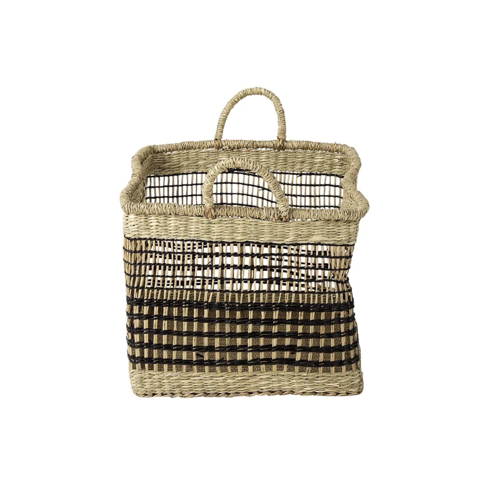 Set of Two Brown Nesting Water Hyacinth Basket Homeroots Office