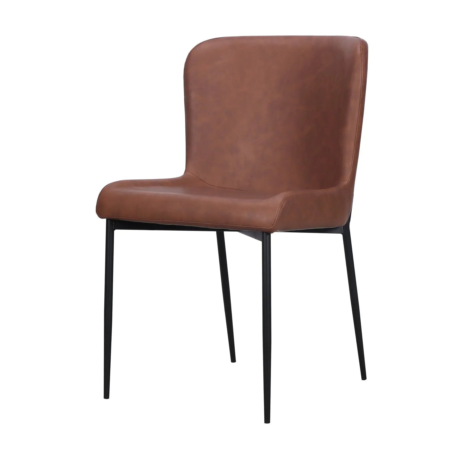 Set of Two Brown Slipcovered Faux Leather Dining Side Chairs Homeroots Kitchen & Dining