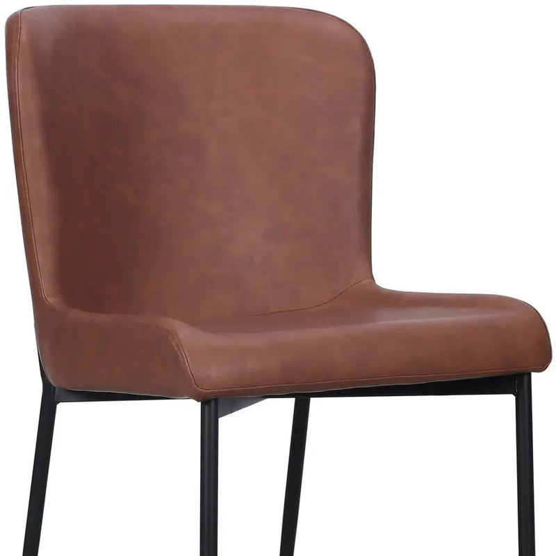 Set of Two Brown Slipcovered Faux Leather Dining Side Chairs Homeroots Kitchen & Dining