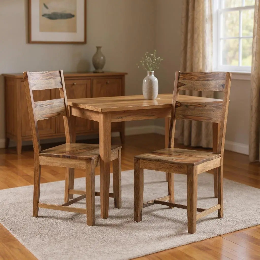 Set of Two Brown Solid Wood Ladder Back Dining Side Chairs Homeroots Kitchen & Dining