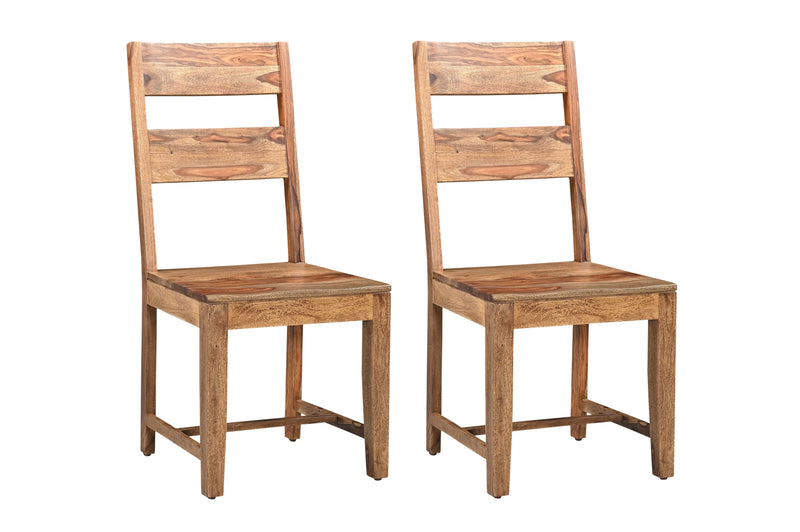Set of Two Brown Solid Wood Ladder Back Dining Side Chairs Homeroots Kitchen & Dining