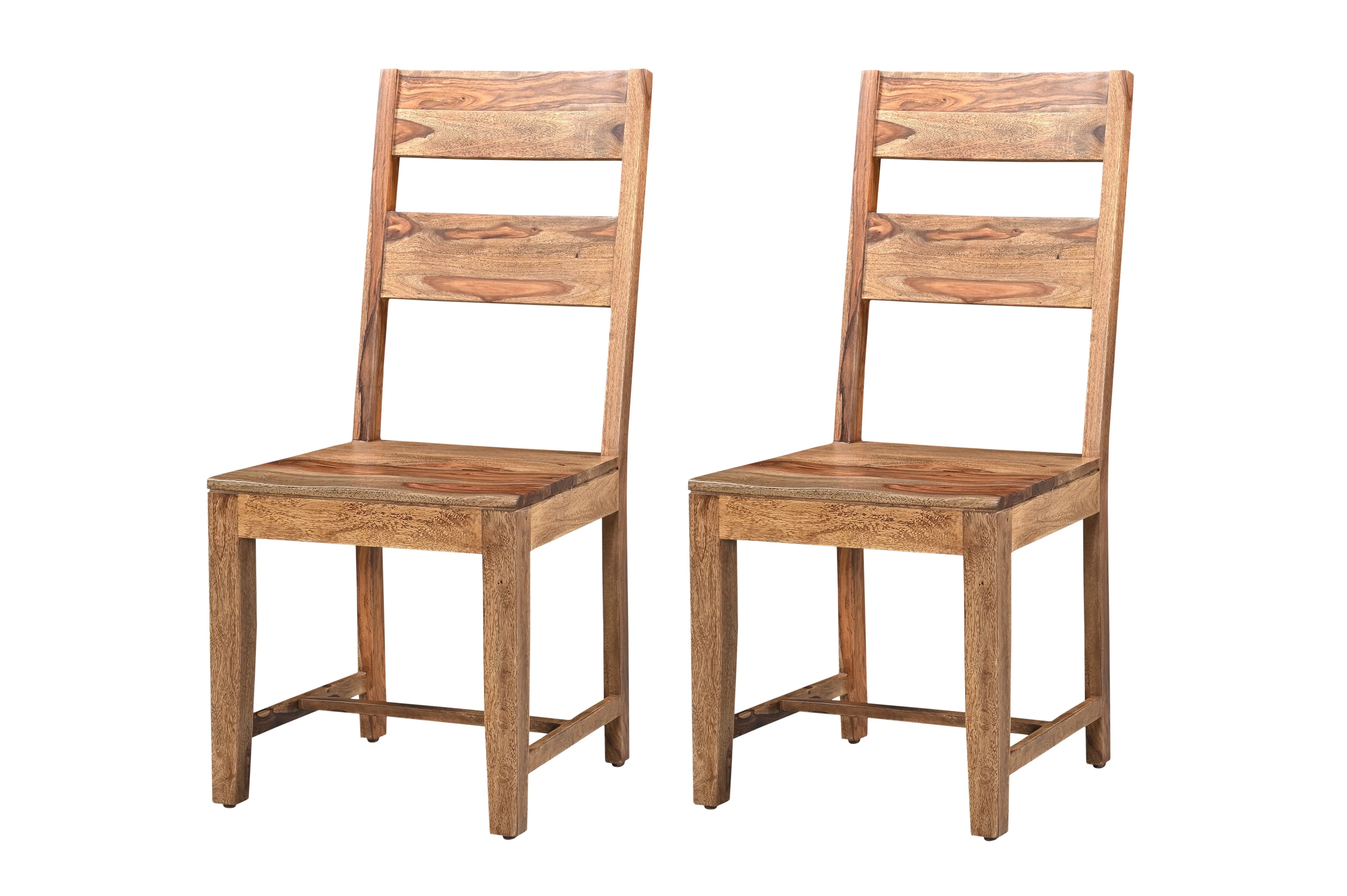 Set of Two Brown Solid Wood Ladder Back Dining Side Chairs Homeroots Kitchen & Dining