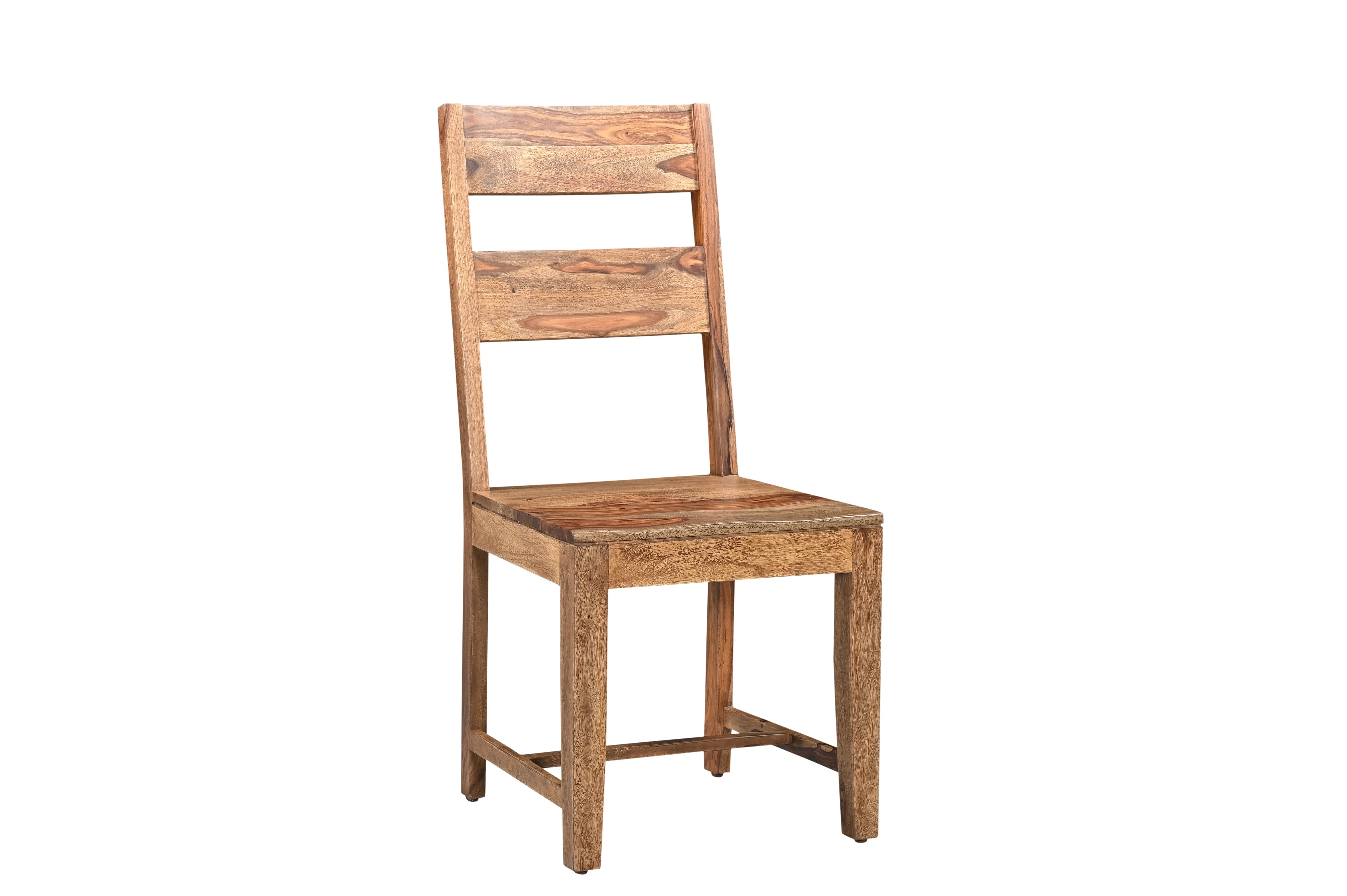 Set of Two Brown Solid Wood Ladder Back Dining Side Chairs Homeroots Kitchen & Dining
