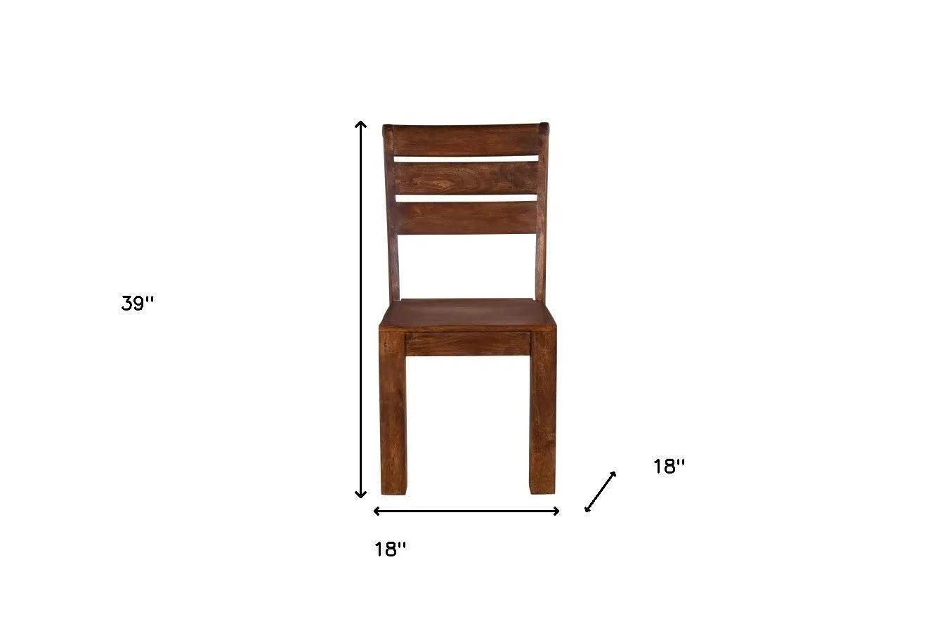 Set of Two Brown Solid Wood Ladder Back Dining Side Chairs Homeroots Kitchen & Dining