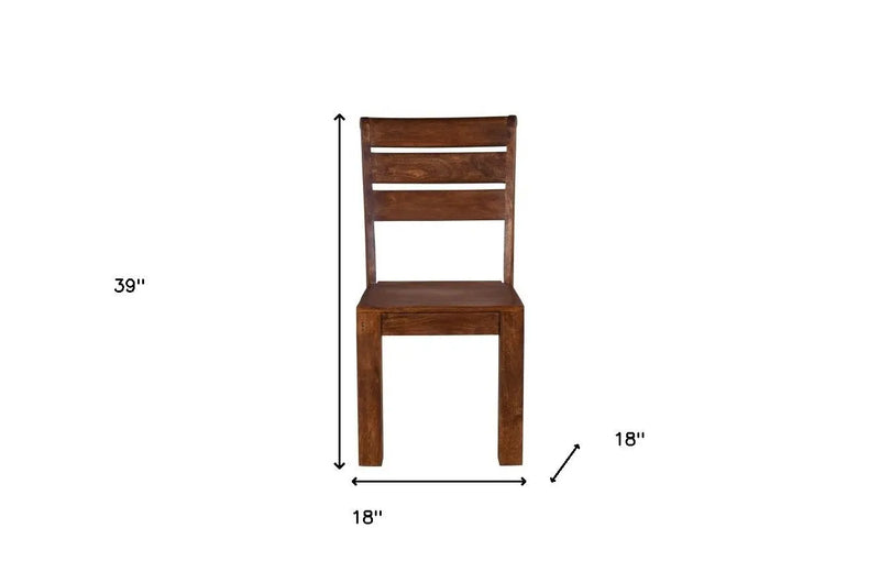 Set of Two Brown Solid Wood Ladder Back Dining Side Chairs Homeroots Kitchen & Dining