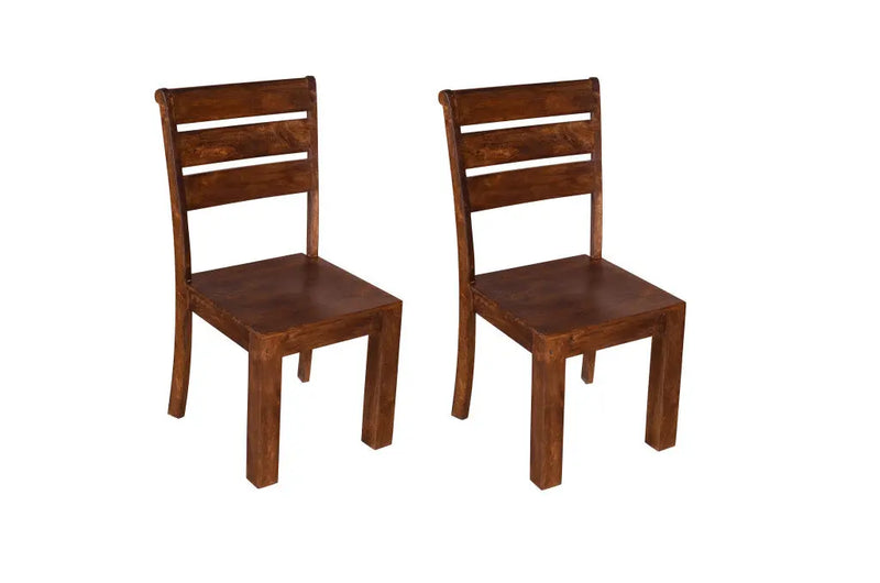 Set of Two Brown Solid Wood Ladder Back Dining Side Chairs Homeroots Kitchen & Dining