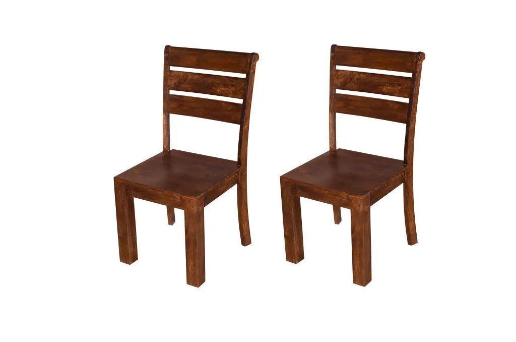 Set of Two Brown Solid Wood Ladder Back Dining Side Chairs Homeroots Kitchen & Dining