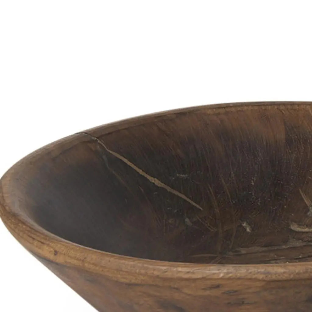 Set of Two Brown Solid Wood Round Centerpiece Bowl Homeroots Kitchen & Dining