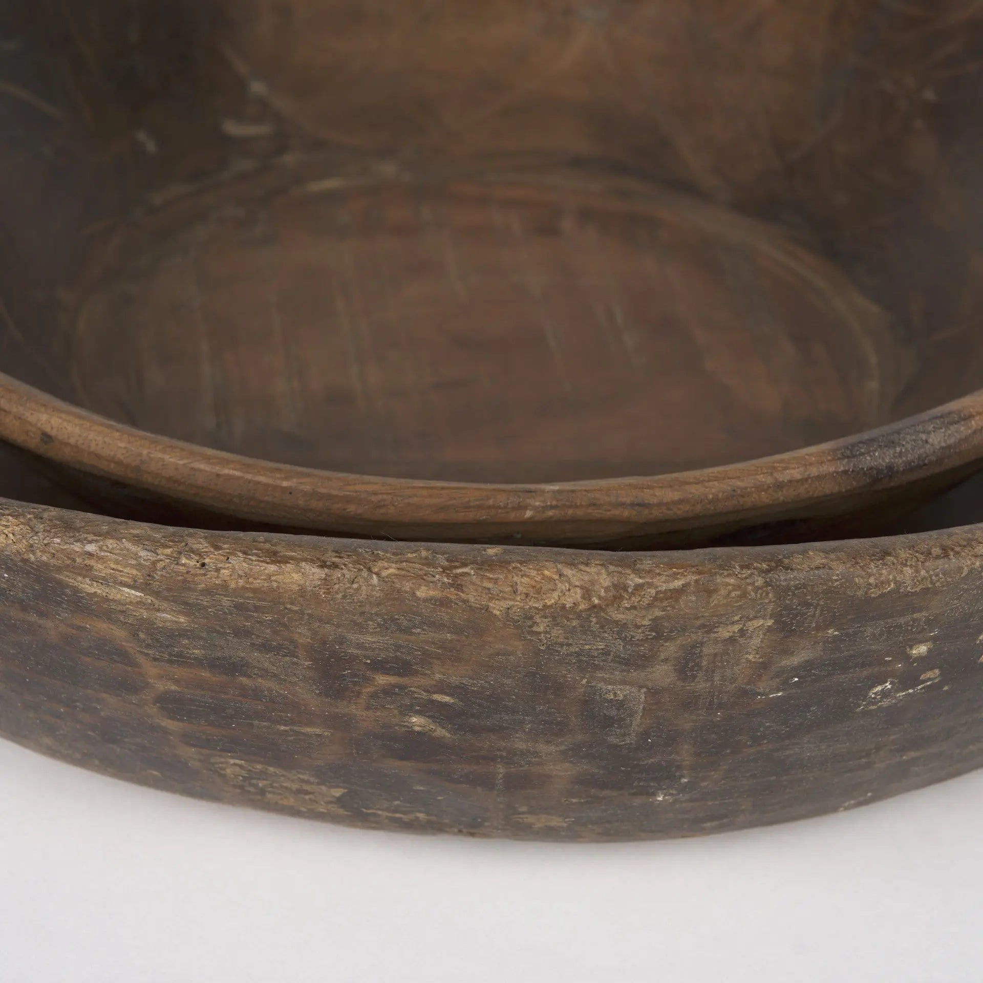 Set of Two Brown Solid Wood Round Centerpiece Bowl Homeroots Kitchen & Dining