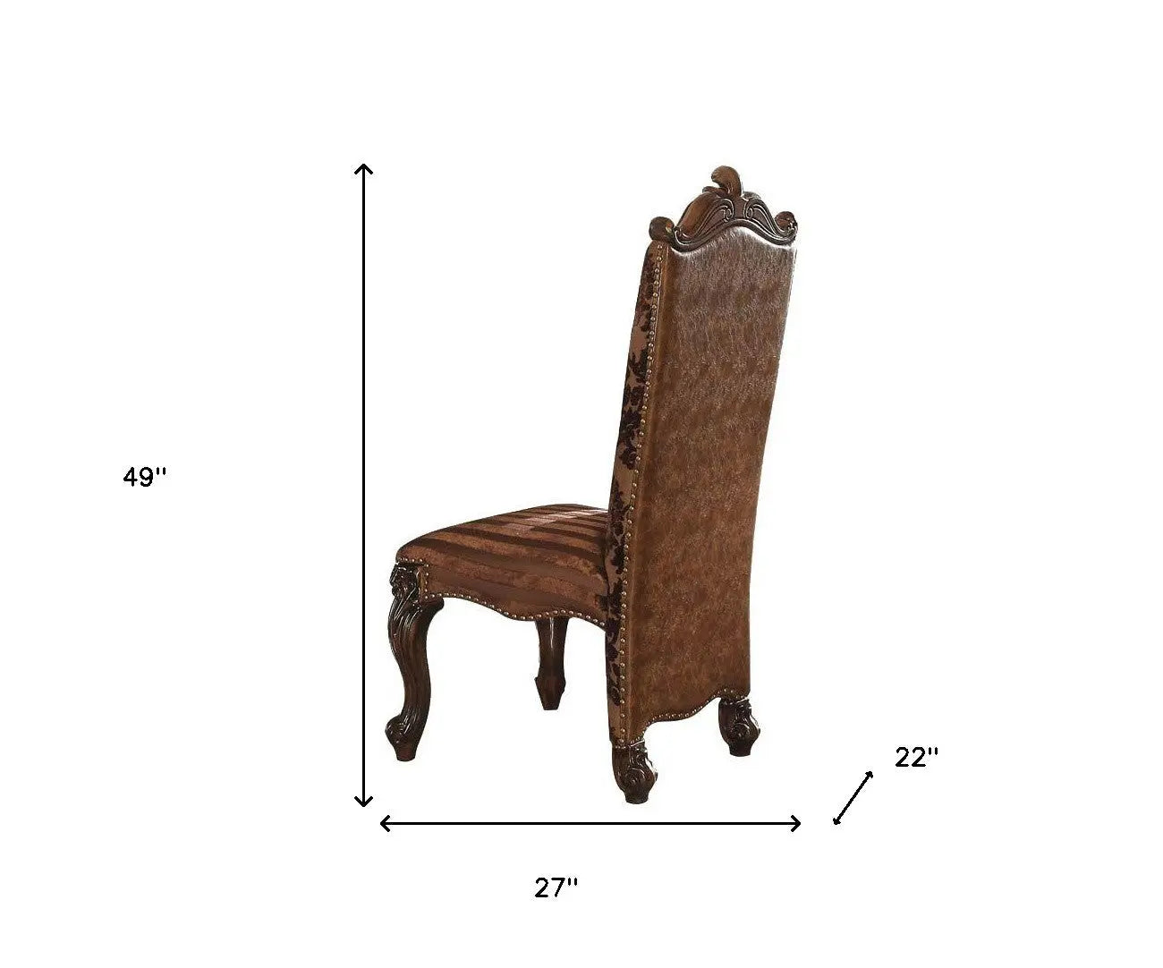 Set of Two Brown Upholstered Faux Leather Queen Anne Back Dining Side Chairs Homeroots Kitchen & Dining