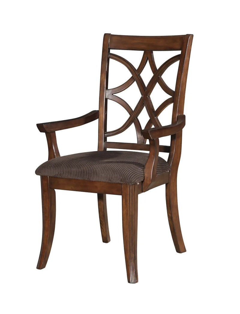 Set of Two Brown Upholstered Microfiber And Solid Wood Open Back Dining Arm Chairs Homeroots Kitchen & Dining
