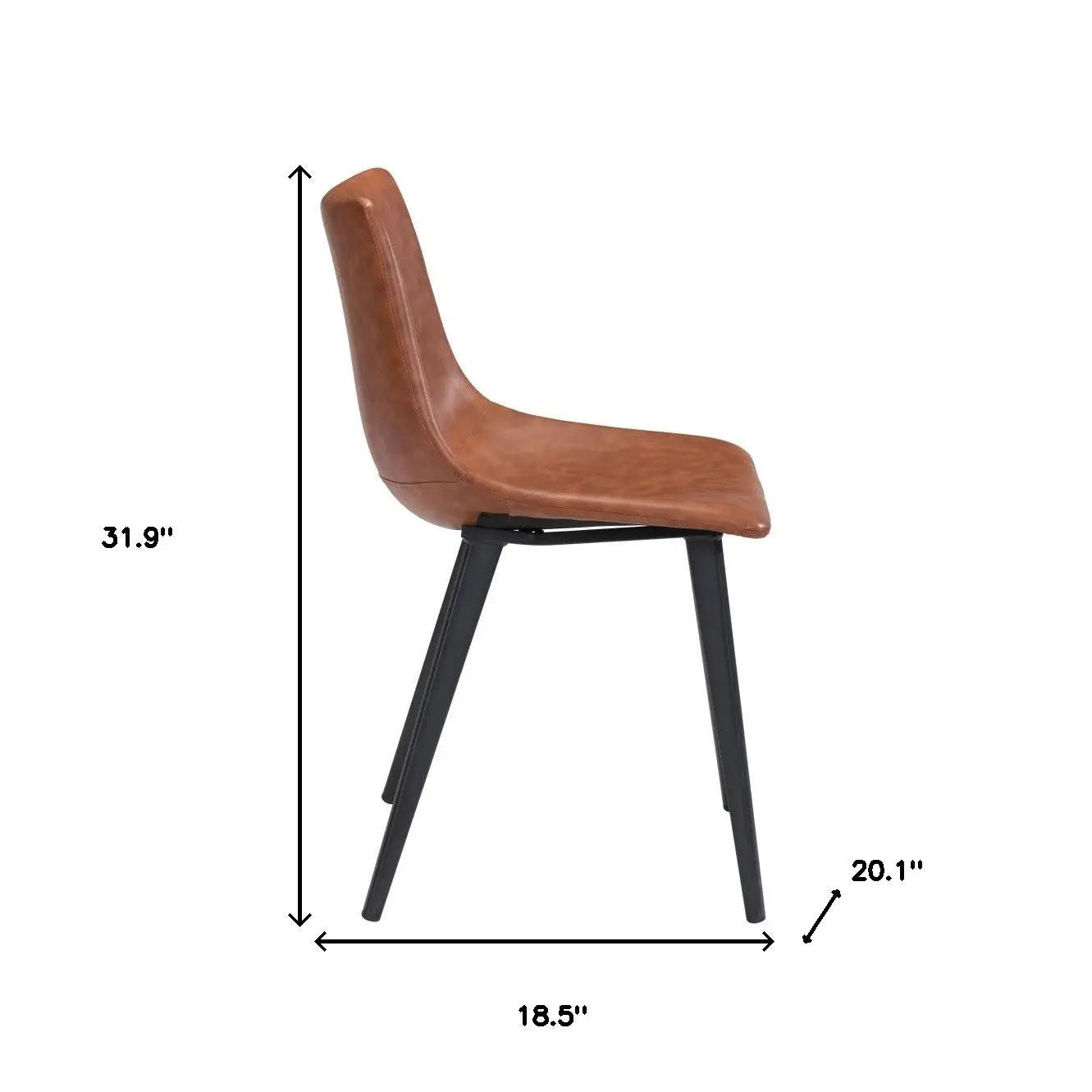 Set of Two Brown Vintage Look Faux Leather Slight Scoop Dining Chairs Homeroots Kitchen & Dining