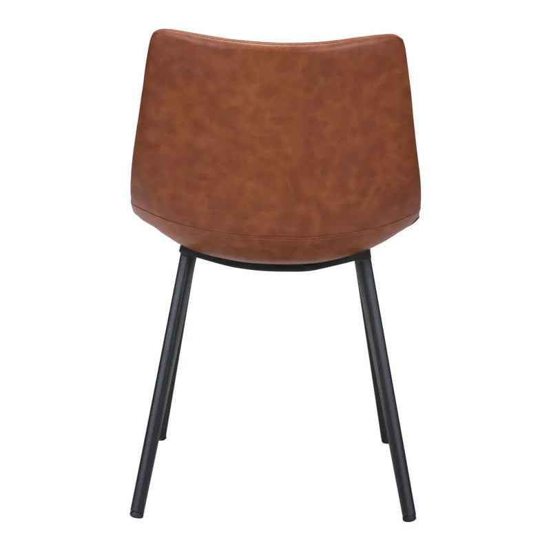 Set of Two Brown Vintage Look Faux Leather Slight Scoop Dining Chairs Homeroots Kitchen & Dining
