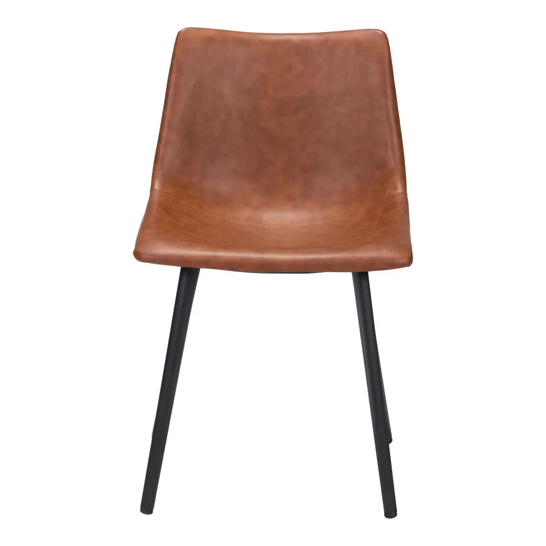 Set of Two Brown Vintage Look Faux Leather Slight Scoop Dining Chairs Homeroots Kitchen & Dining