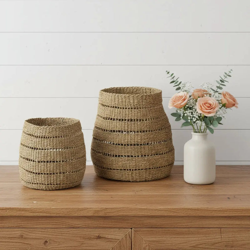 Set of Two Brown Wicker Basket - GreatEagleInc