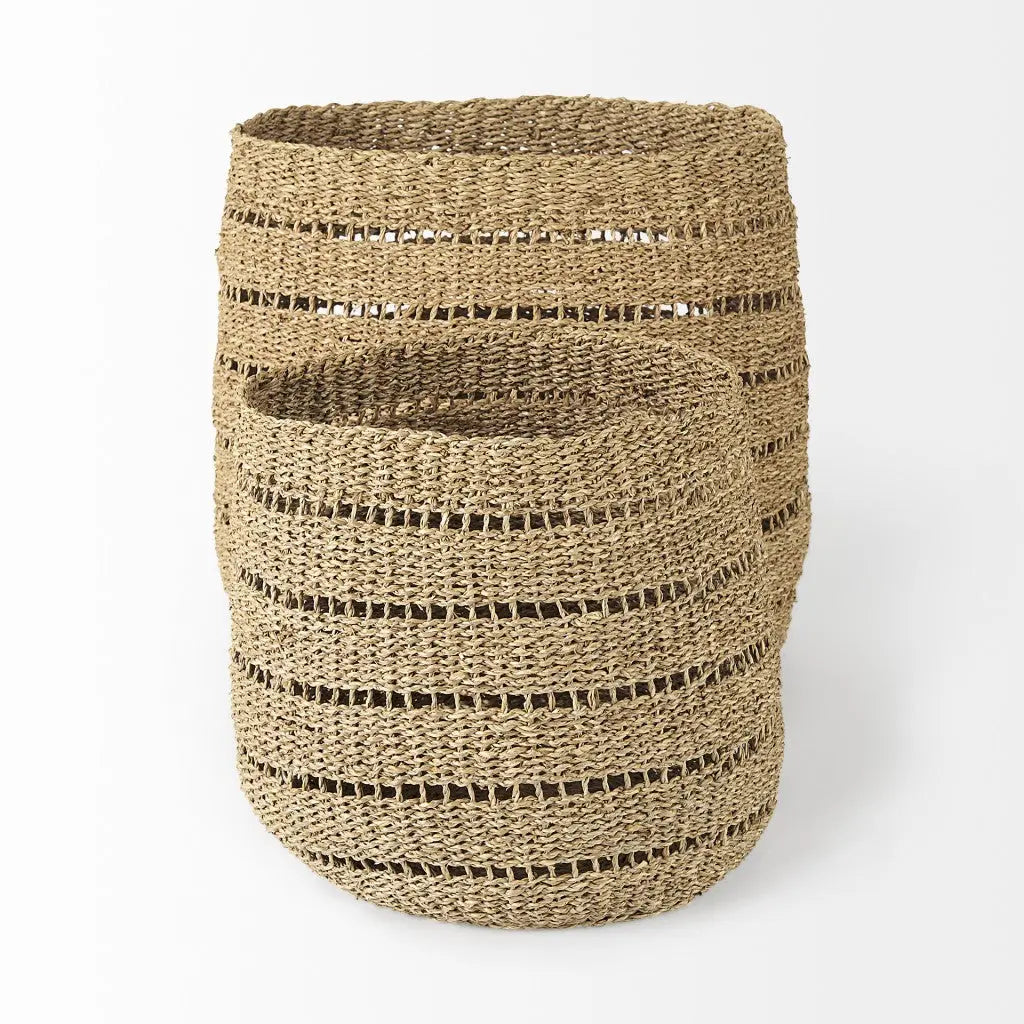Set of Two Brown Wicker Basket - GreatEagleInc