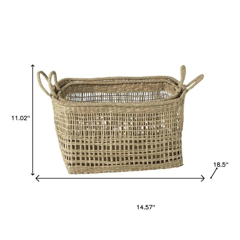 Set of Two Brown Wicker Basket - GreatEagleInc