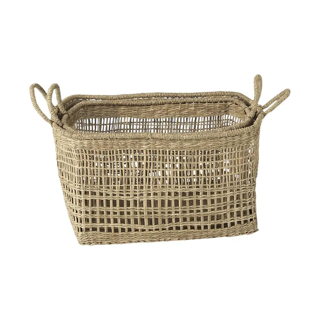 Set of Two Brown Wicker Basket - GreatEagleInc