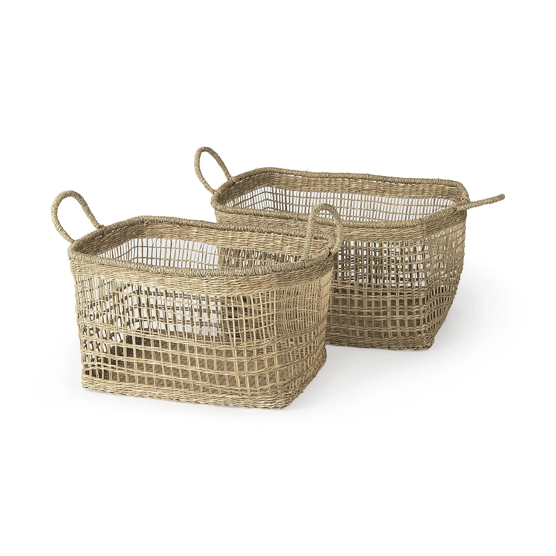 Set of Two Brown Wicker Basket - GreatEagleInc