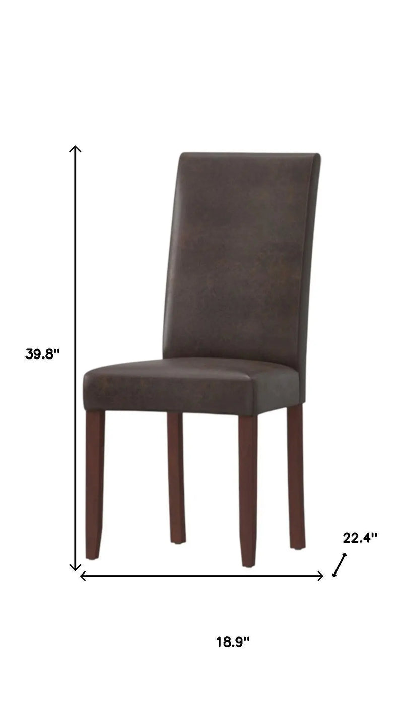 Set of Two Brown Wood Dining Parsons Chairs Homeroots Kitchen & Dining