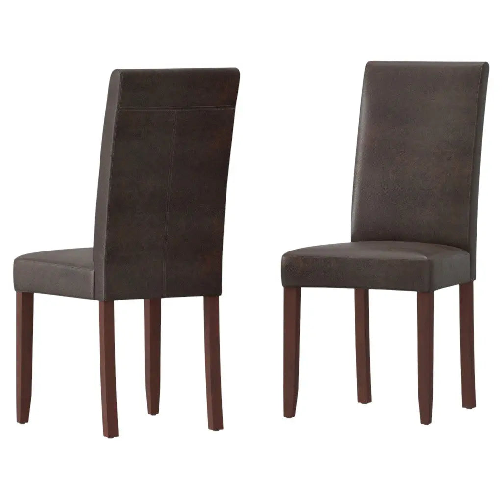 Set of Two Brown Wood Dining Parsons Chairs Homeroots Kitchen & Dining