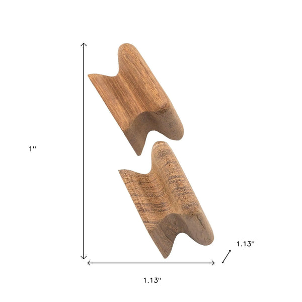 Set of Two Brown Wood Square Drawer Pull Knobs Homeroots Home Decor