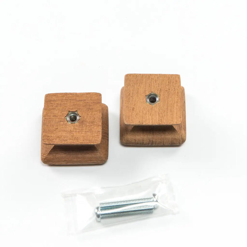 Set of Two Brown Wood Square Drawer Pull Knobs Homeroots Home Decor