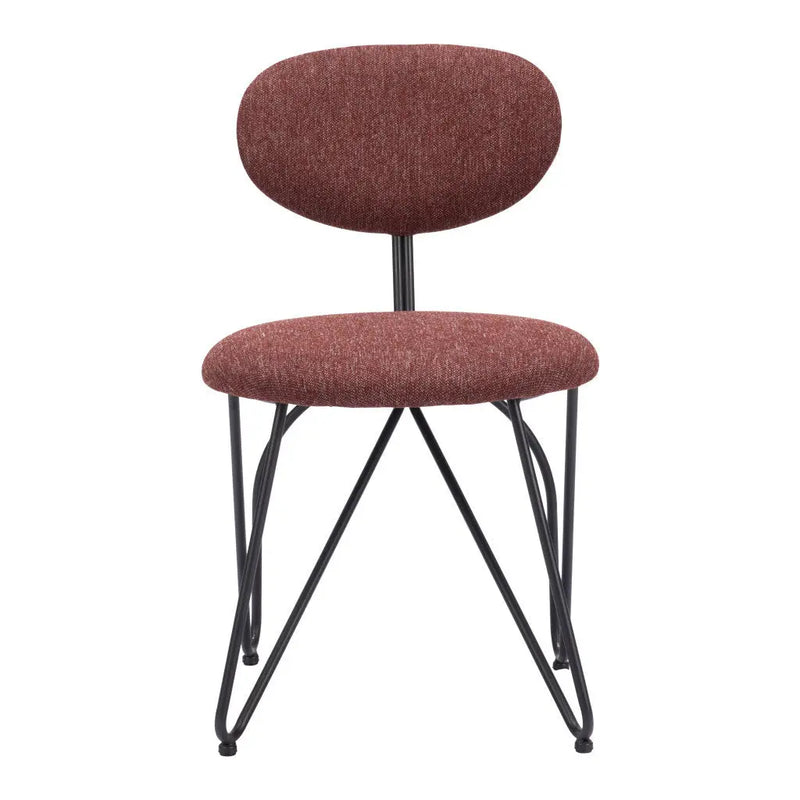 Set of Two Brown and Black Upholstered Fabric Open Back Dining Side Chairs - GreatEagleInc