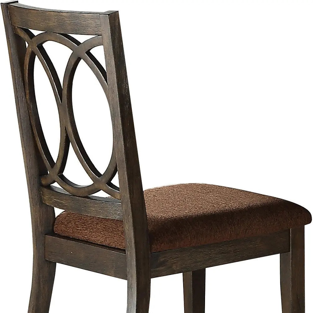 Set of Two Brown and Espresso Fabric Open Back Dining Side Chairs Homeroots Kitchen & Dining