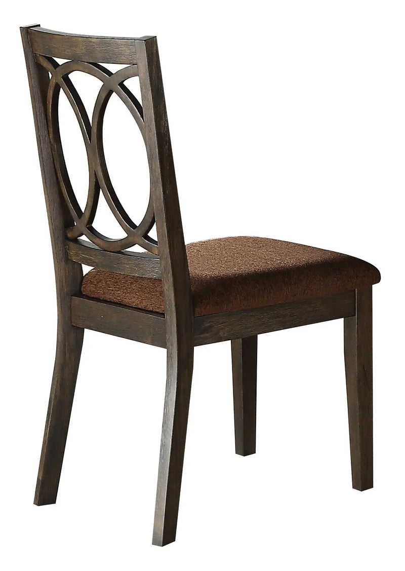 Set of Two Brown and Espresso Fabric Open Back Dining Side Chairs Homeroots Kitchen & Dining