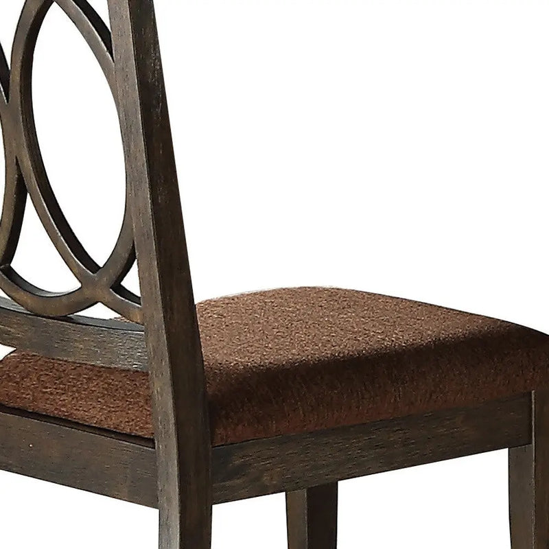 Set of Two Brown and Espresso Fabric Open Back Dining Side Chairs Homeroots Kitchen & Dining
