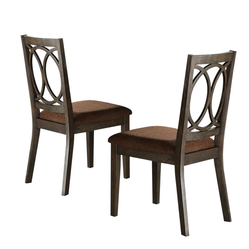 Set of Two Brown and Espresso Fabric Open Back Dining Side Chairs Homeroots Kitchen & Dining