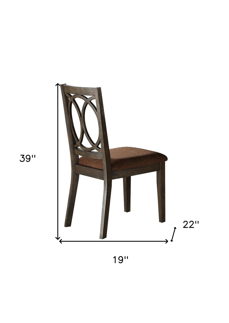 Set of Two Brown and Espresso Fabric Open Back Dining Side Chairs Homeroots Kitchen & Dining