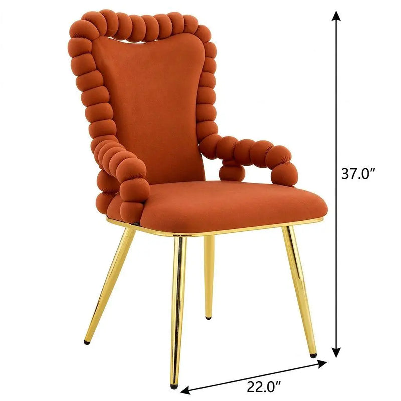 Set of Two Brown and Gold Chenille Dining Arm Chairs Homeroots Kitchen & Dining