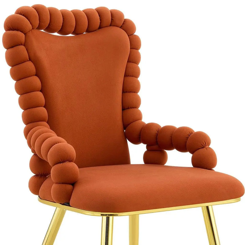 Set of Two Brown and Gold Chenille Dining Arm Chairs Homeroots Kitchen & Dining