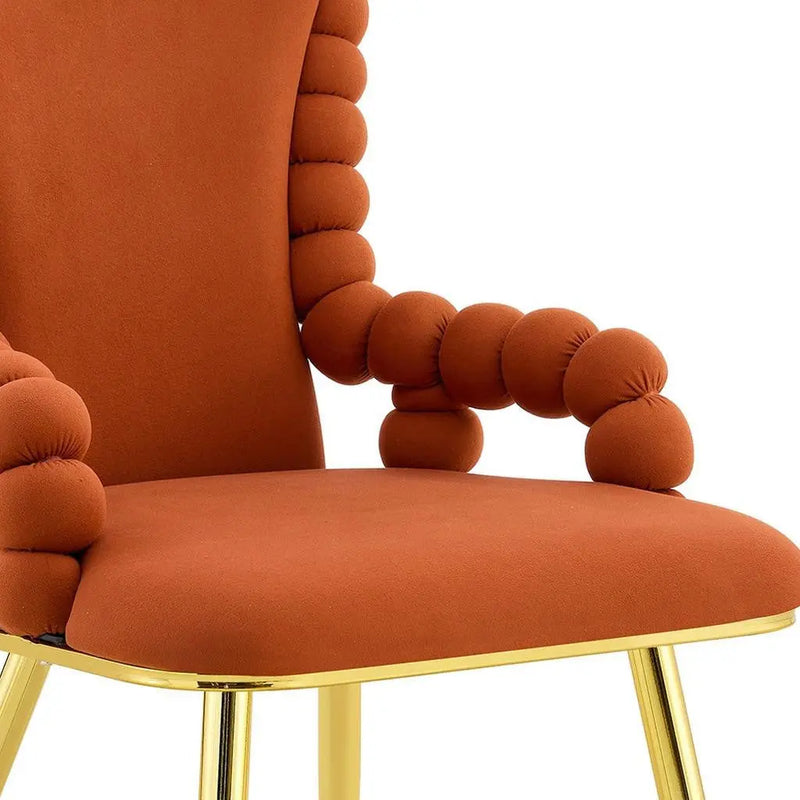 Set of Two Brown and Gold Chenille Dining Arm Chairs Homeroots Kitchen & Dining