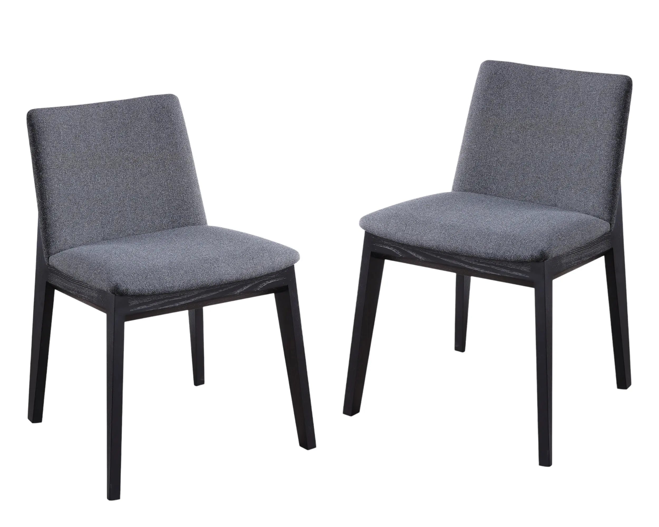 Set of Two Charcoal and Black Fabric Dining Side Chairs Homeroots Kitchen & Dining
