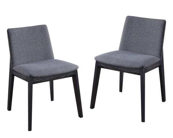 Set of Two Charcoal and Black Fabric Dining Side Chairs Homeroots Kitchen & Dining
