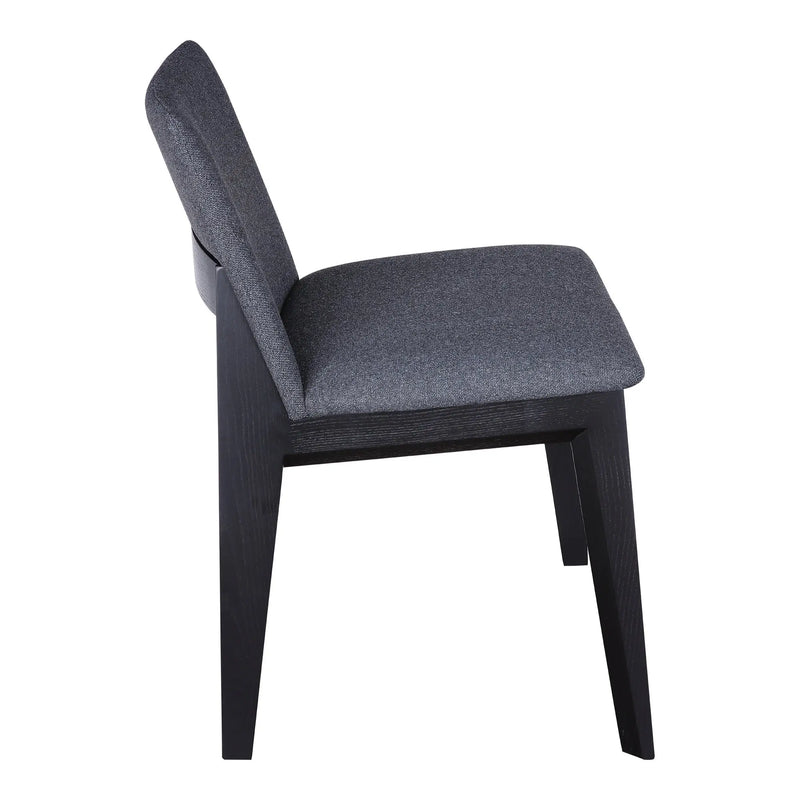 Set of Two Charcoal and Black Fabric Dining Side Chairs Homeroots Kitchen & Dining