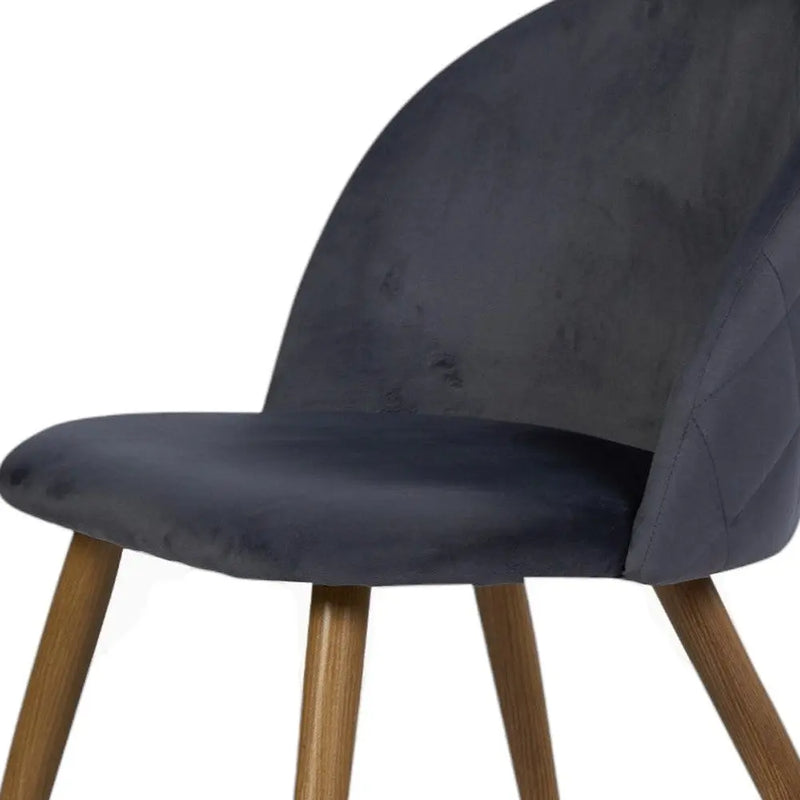 Set of Two Charcoal and Brown Upholstered Velvet Dining Side Chairs Homeroots Kitchen & Dining