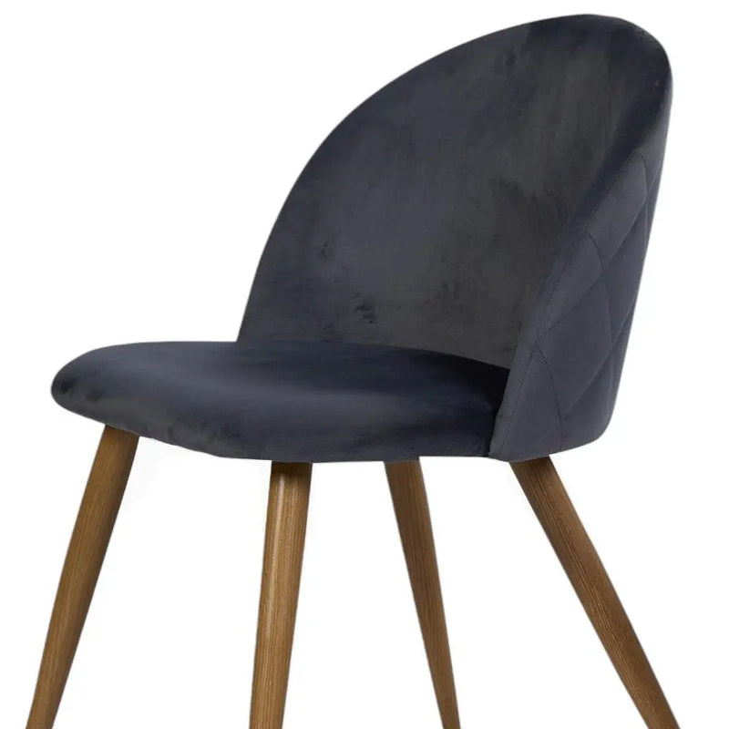 Set of Two Charcoal and Brown Upholstered Velvet Dining Side Chairs Homeroots Kitchen & Dining