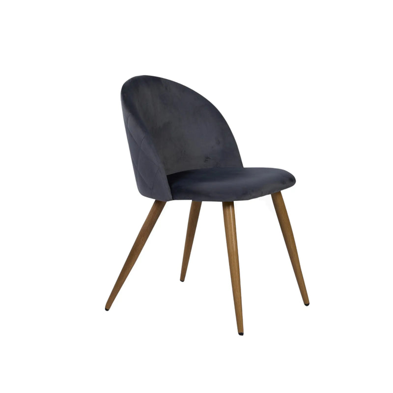 Set of Two Charcoal and Brown Upholstered Velvet Dining Side Chairs Homeroots Kitchen & Dining